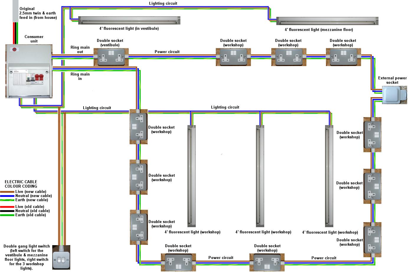 Garage/workshop electrical circuit diagram.