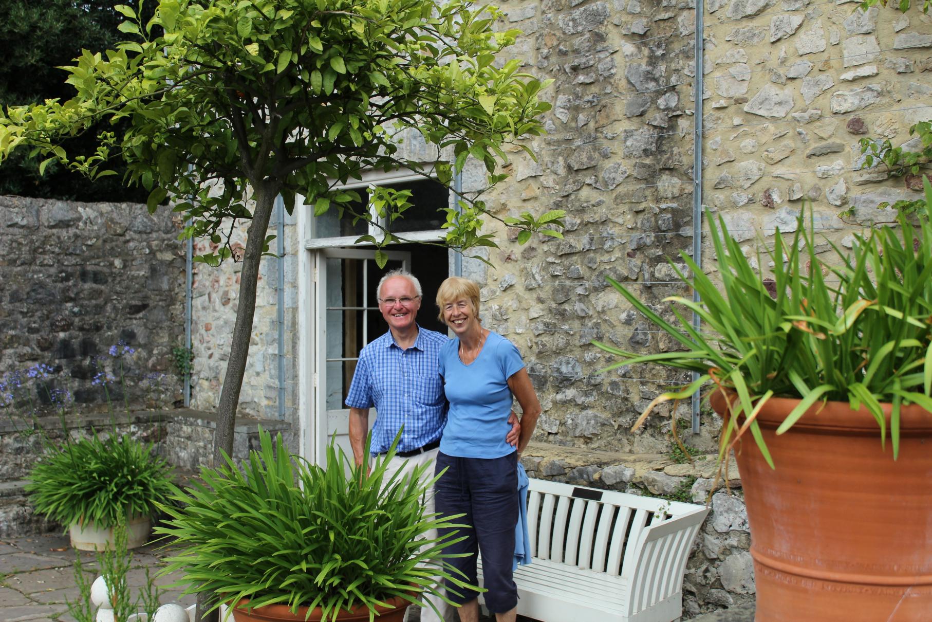 Sunday 31st July, Tim & Trish in the Italian Garden, St Fagans Castle.