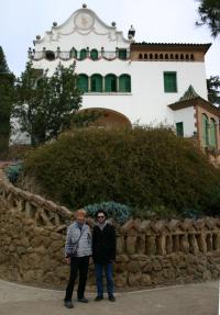 Friday 20th March, Trish & Rob outside Casa Martí Trias i Domènech in Parc Güell