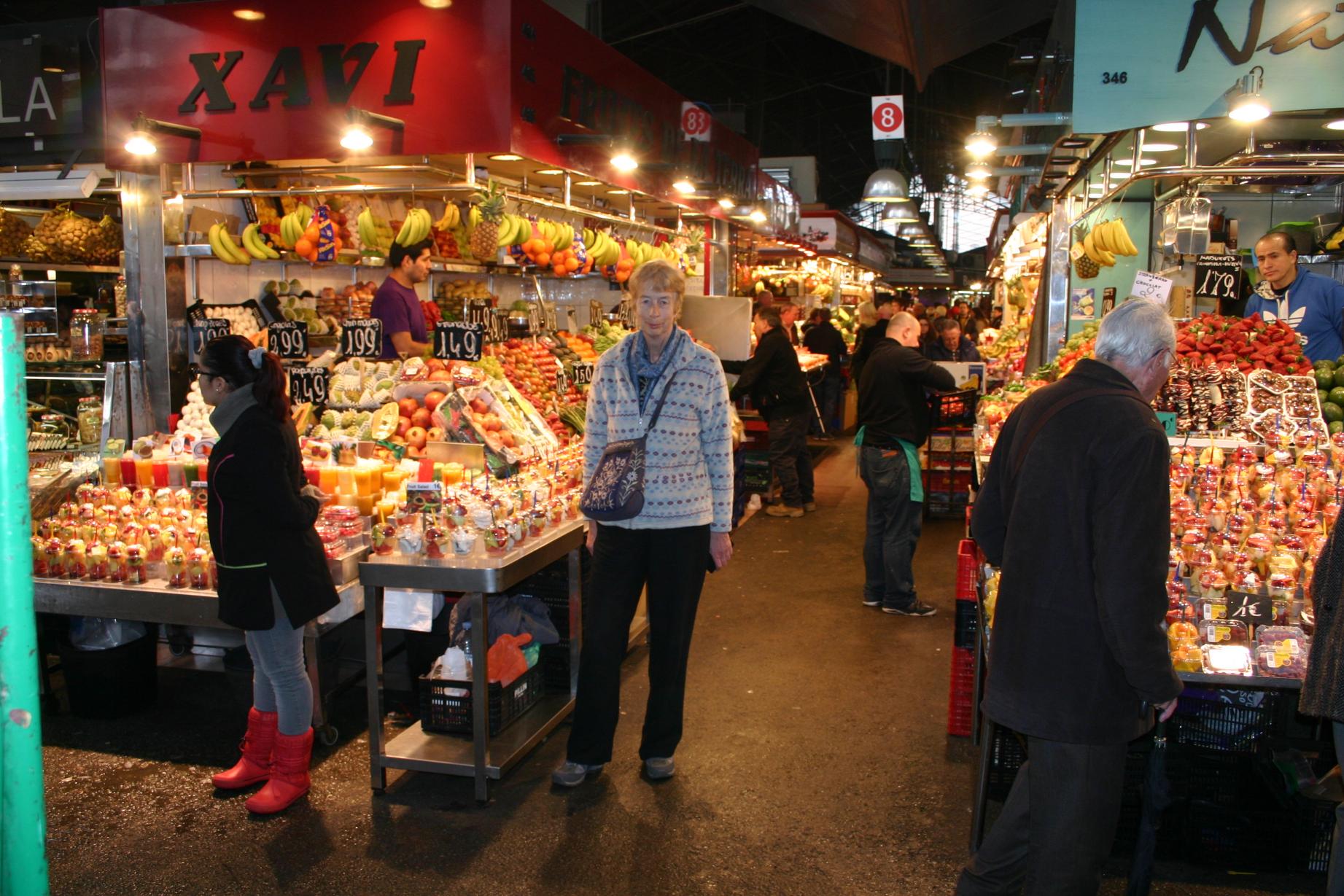 Saturday 21st March, Trish enjoying the la Boqueria market, Barcelona.