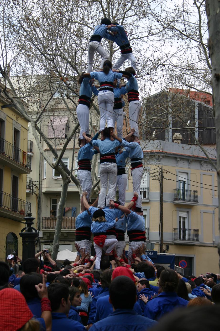 Sunday 22nd March, Human Castles (Casteller), Plaa de Santa Madrona, 
Poble Sec, Barcelona.