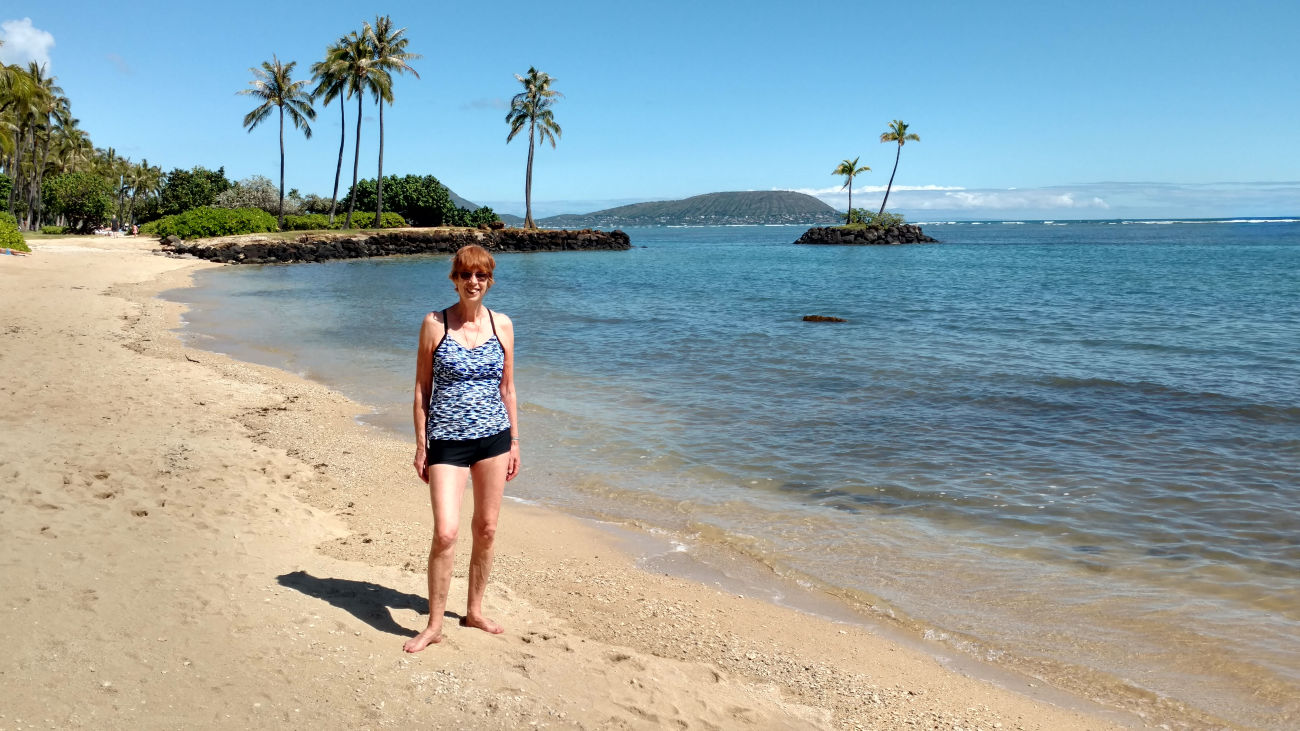 Trish enjoying Waialae Beach.