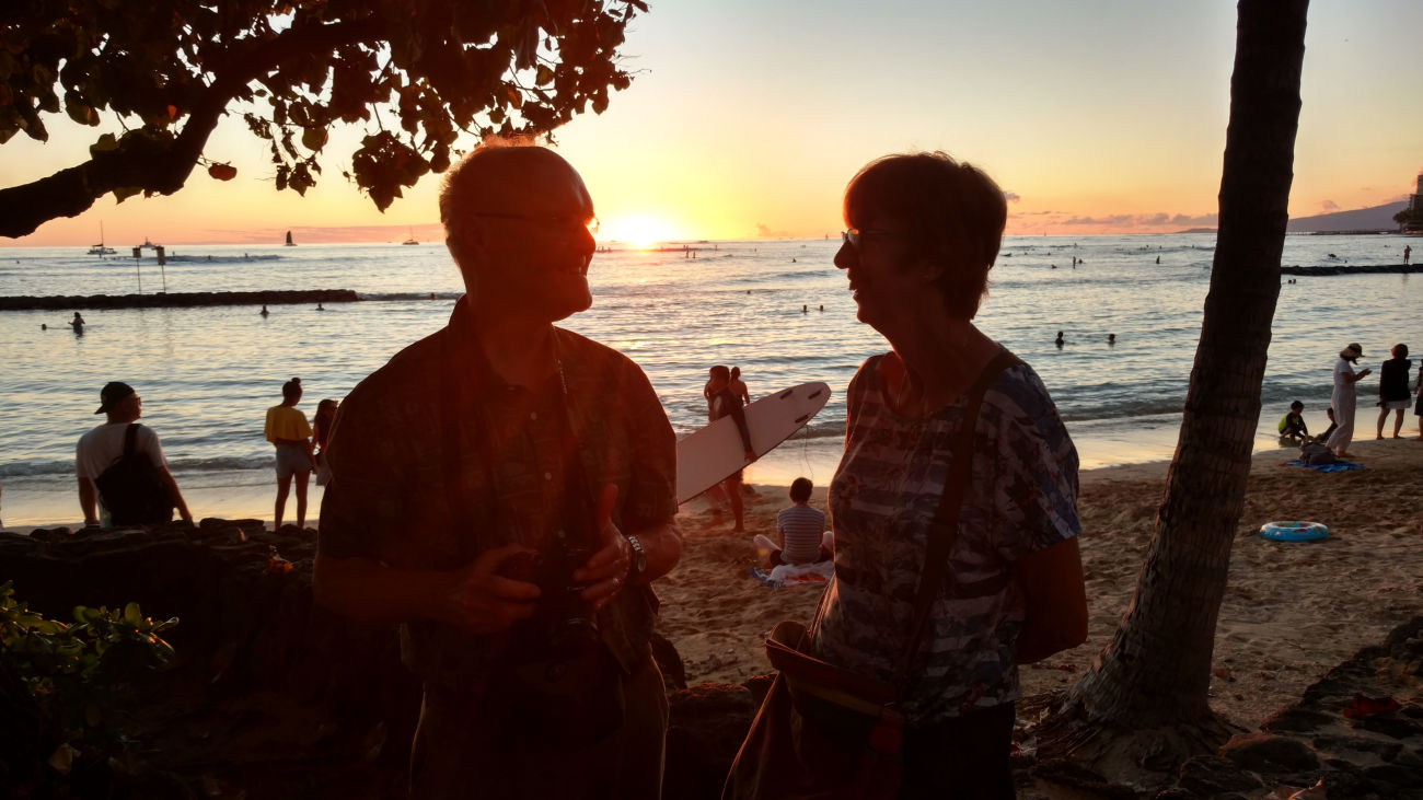 Enjoying the evening at Waikikii.