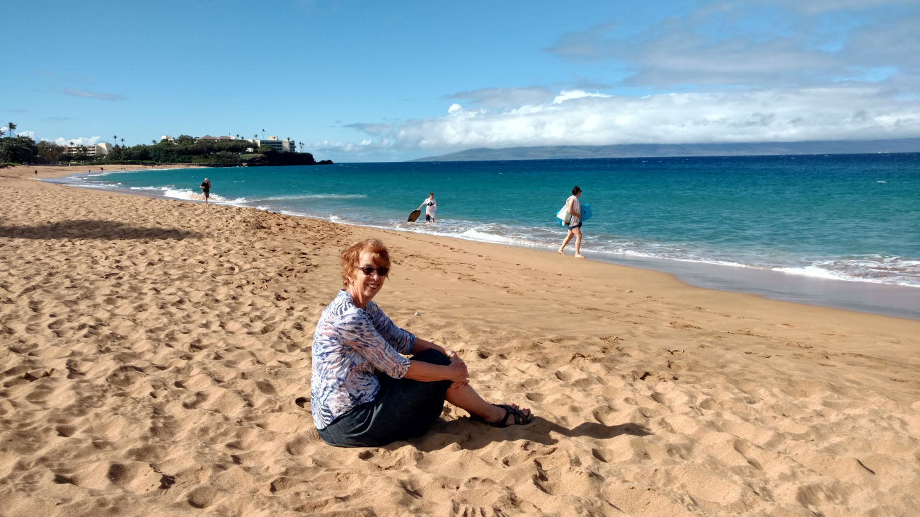 On the beach at Kahekili Beach Park, Ka'anapali Villas, Maui.