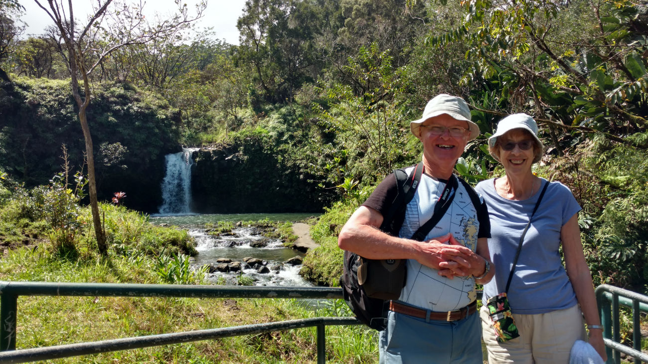 Road to Hana tour, Trish swam in the pool left of photo, Maui.