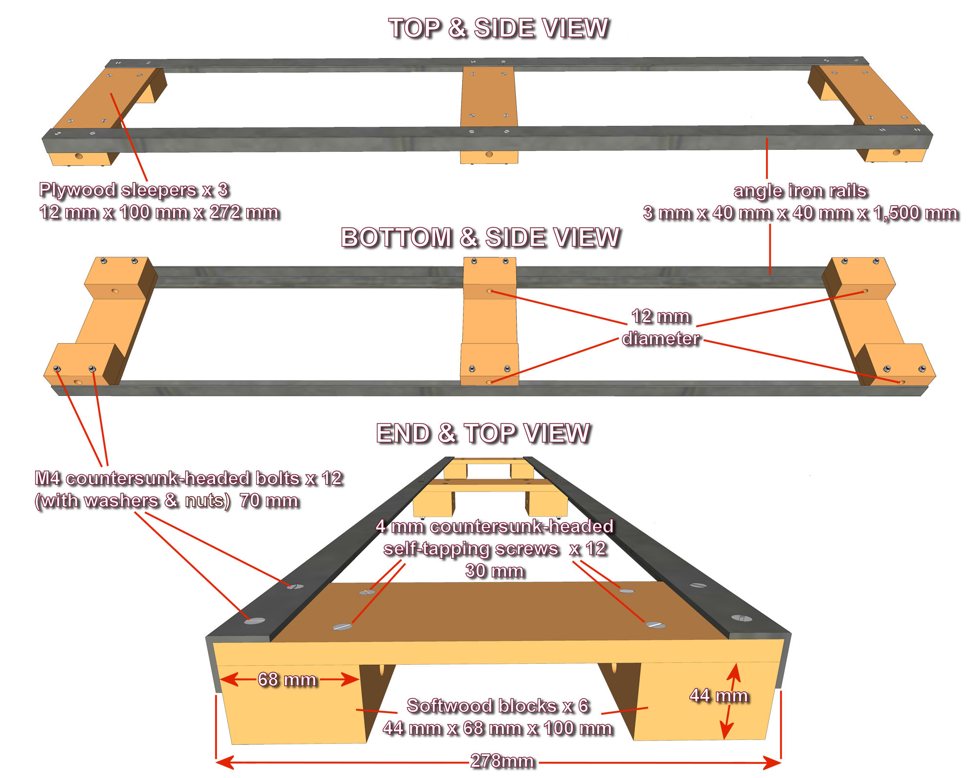 Sketches showing rail details.