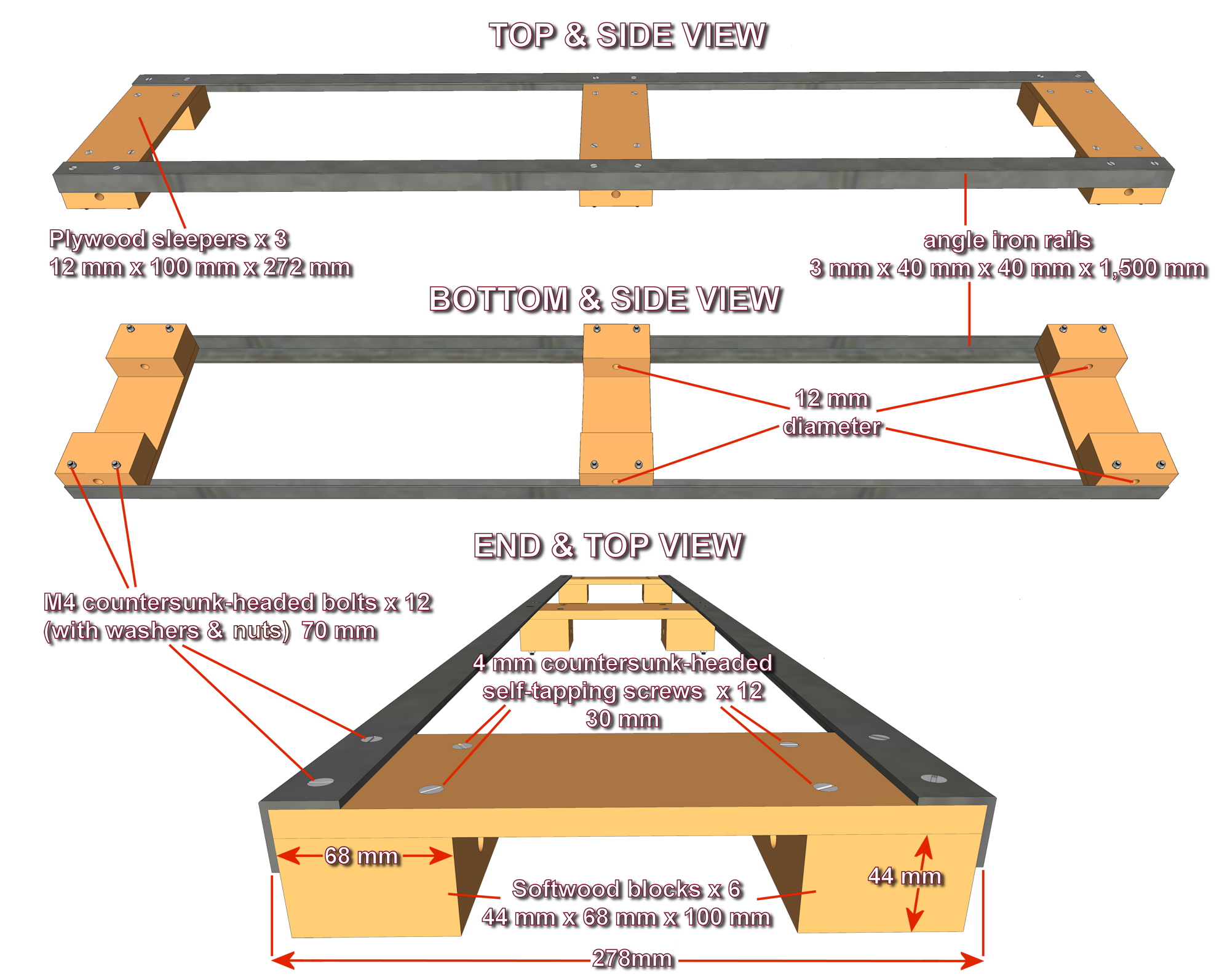 Sketches showing rail details.