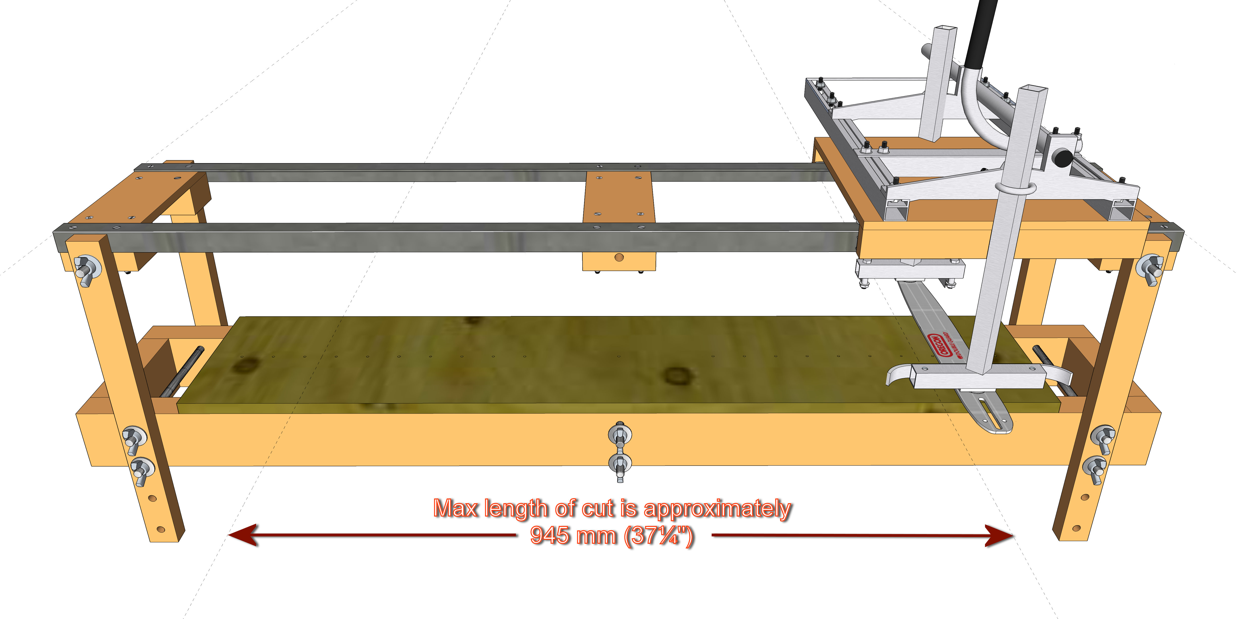 Theoretical maximum length of cut.