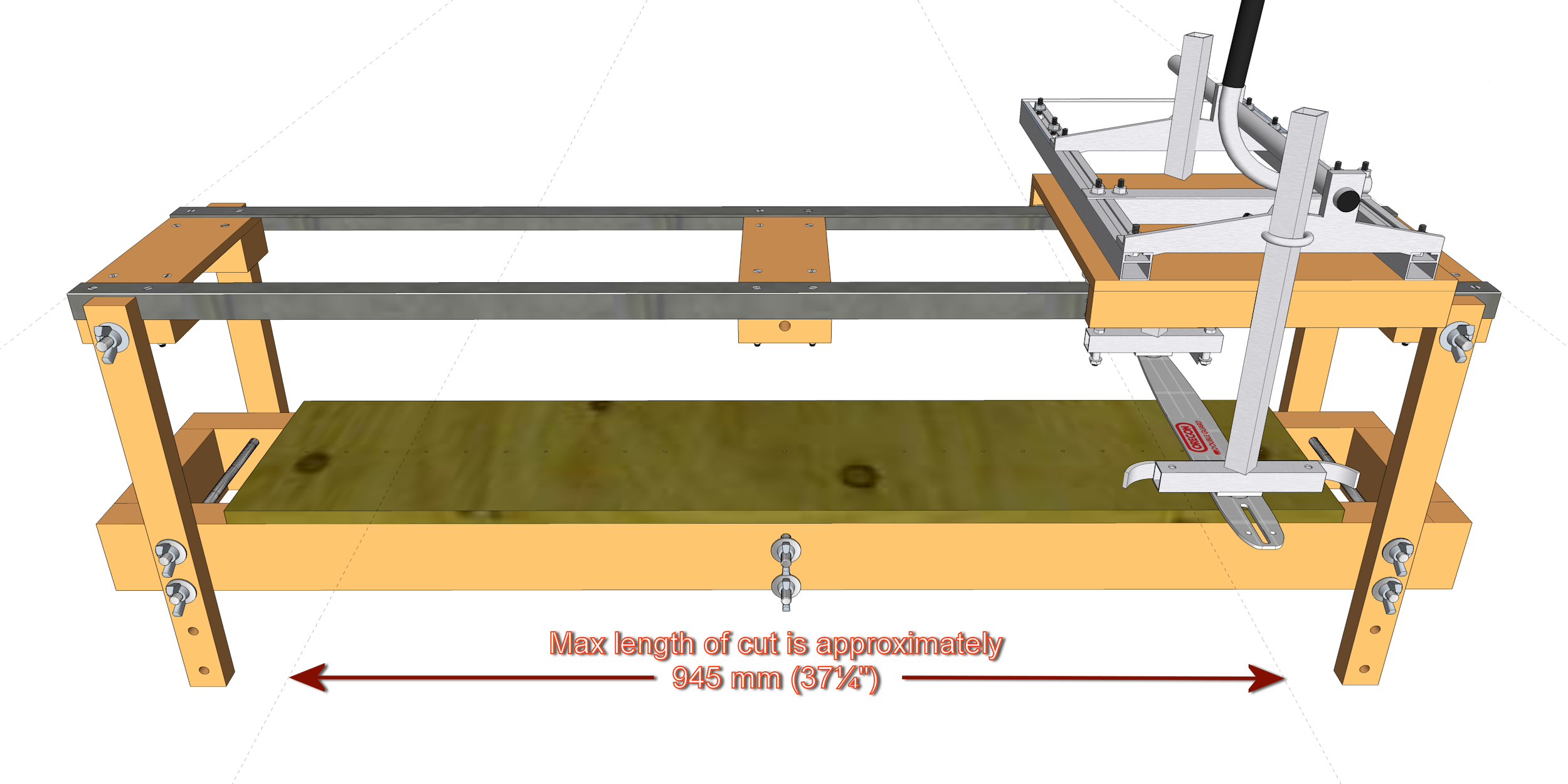 Theoretical maximum length of cut.