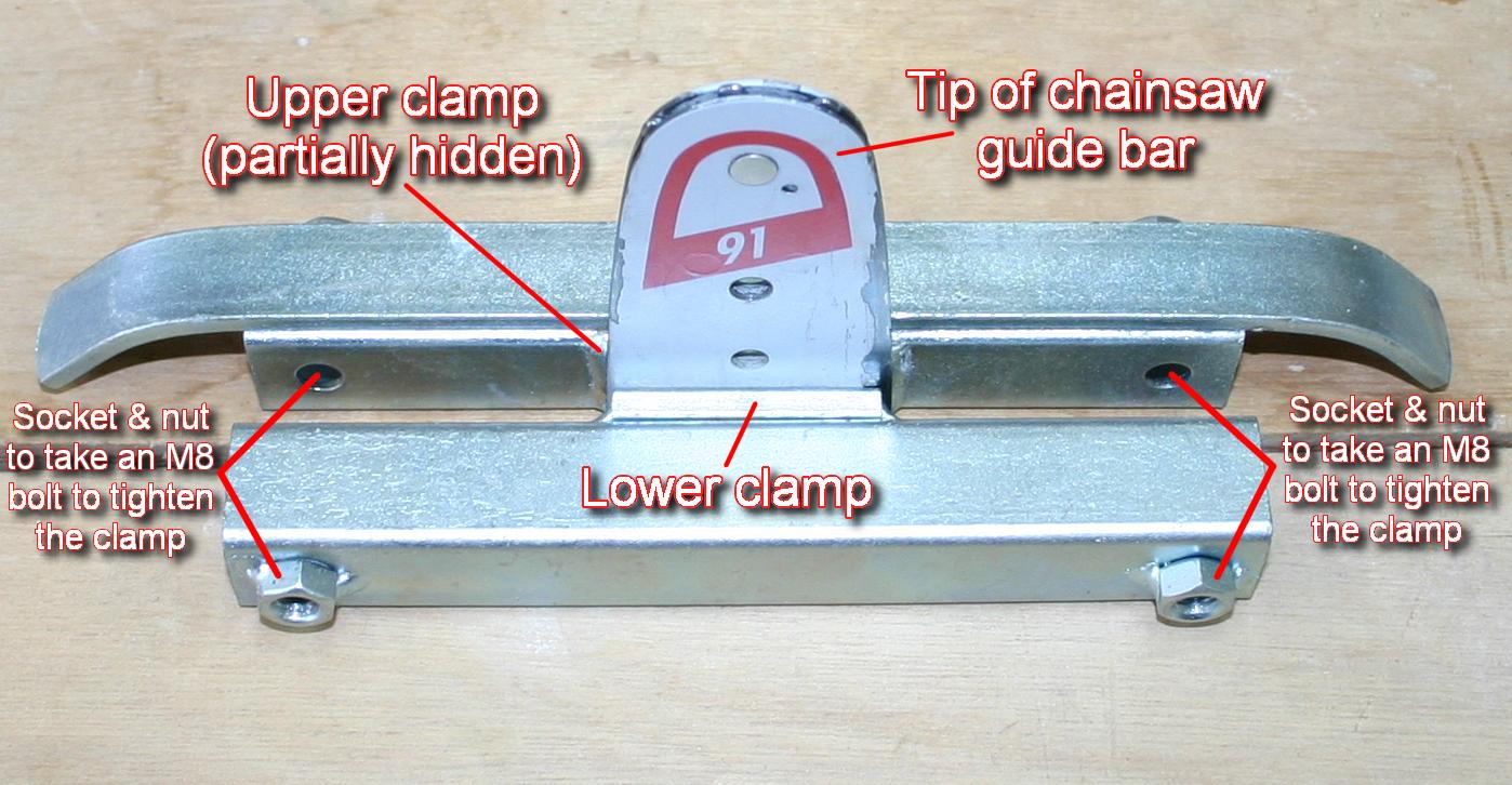 Oregon CS1500 Electric Chainsaw Guide Bar in Alaskan Mill clamp.