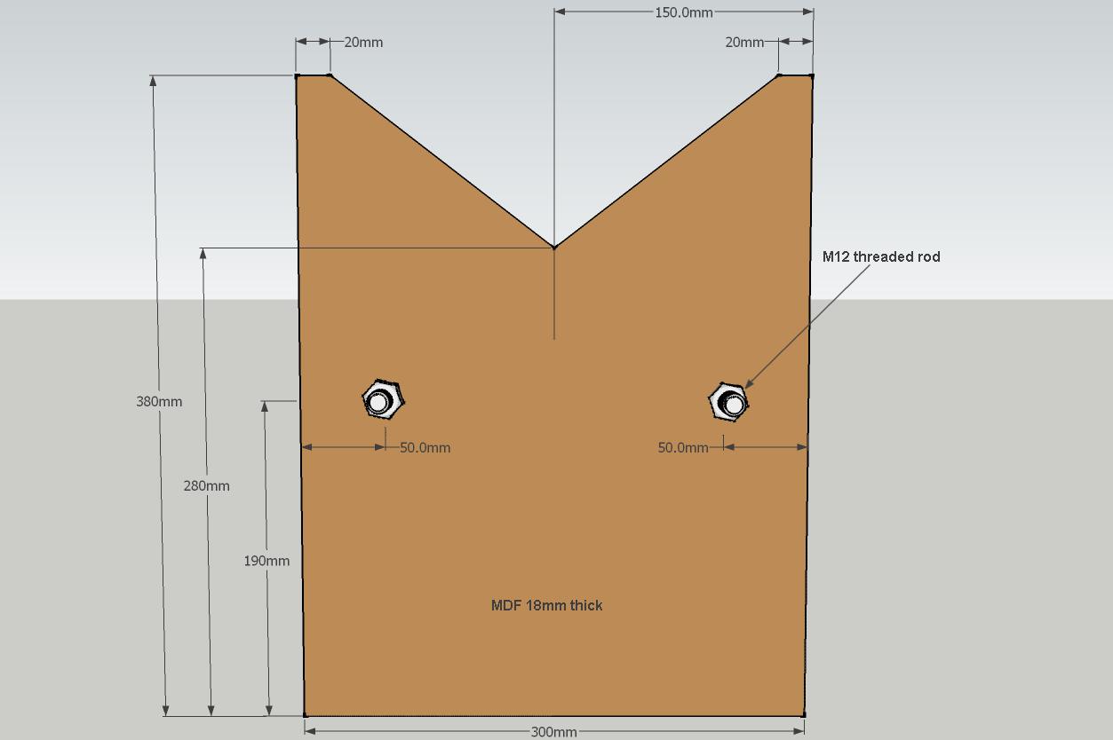 Construction drawing of saw-horse, end view.