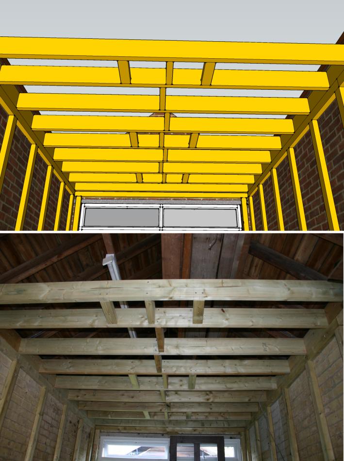 Completed joists compared with original drawing, 18th July 2015.