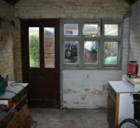 Detailed view of old window and door