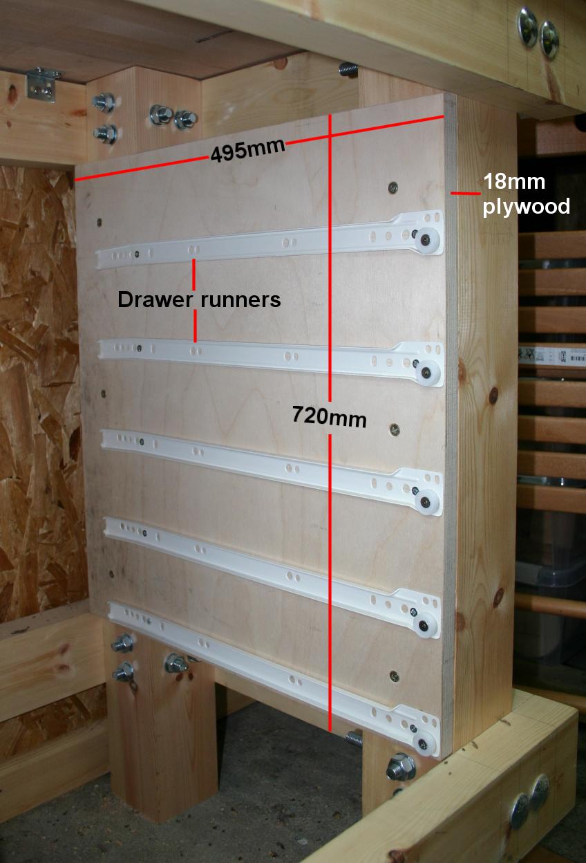 Photograph of right hand drawer runners.