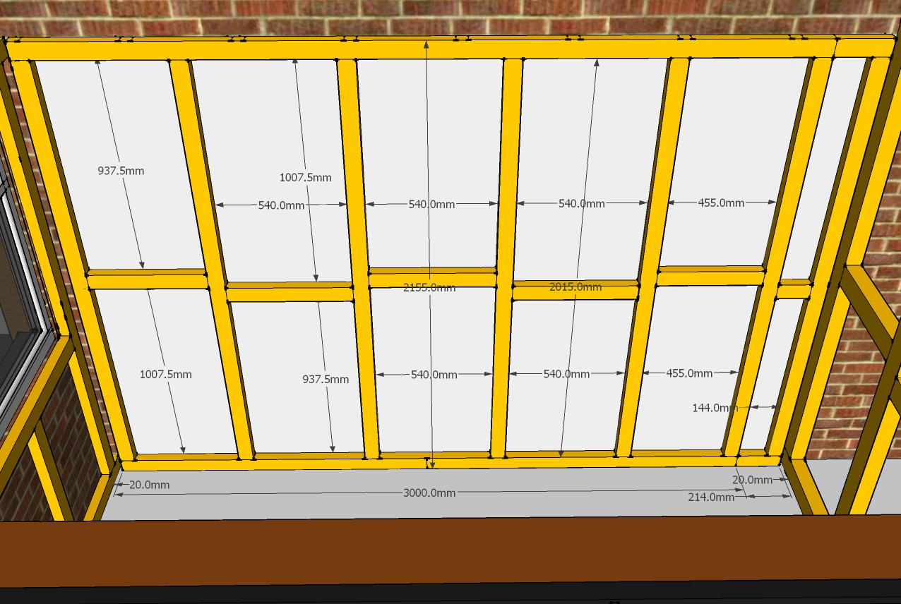 Side wall stud dimensions.