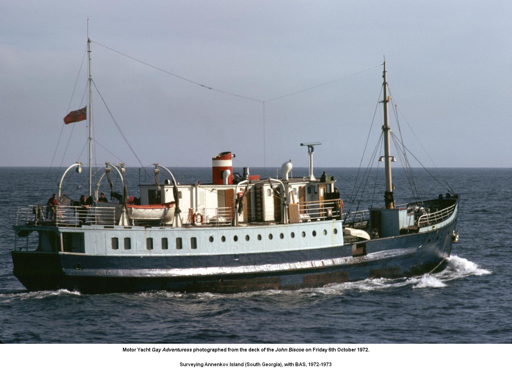 Standing by the yacht Gay Adventuress, 6th October 1972.