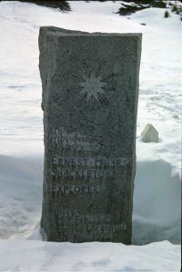 The grave of Sir Ernest Henry Shackleton in the whaler's cemetery at Grytviken, South Georgia. 9th November 1972.