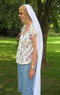 Wednesday 24th May, Trish in Hen Costume at Cliveden House, Bucks (Photo by Hazel Carmichael).