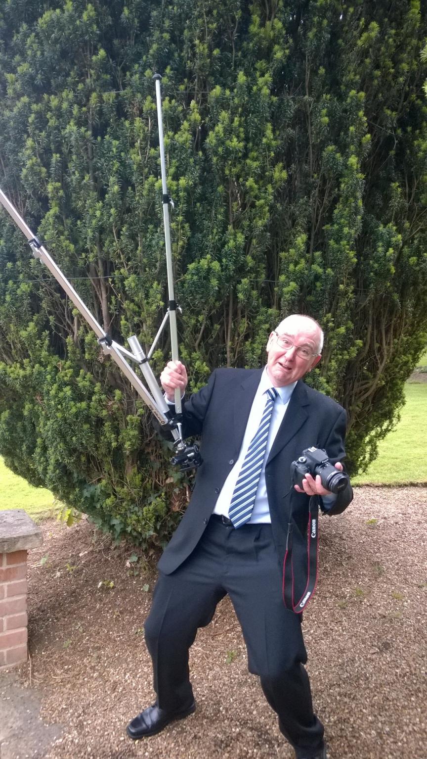 [Monday 5th June, our noble photographer, Dave Cadd, on his last legs in the garden at Hunton Park Hotel.